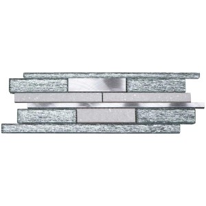 Frise Vabene Viva 01 Bianco, 10x30 cm, en verre, pierre et métal pour salle de bain et cuisine.