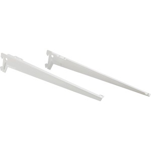 Set di staffe angolari in metallo bianco, 38 cm, per un facile montaggio di ripiani in sistemi di scaffalature.
