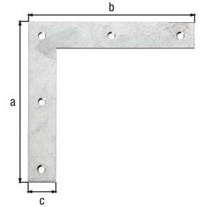 Eckwinkel Stahl, sendzimirverzinkt, 120x120 mm, mit Schraublöchern für Holzkonstruktionen.