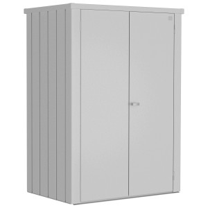 Armoire de terrasse Biohort Romeo Gr. L, argent métallisé. Armoire de jardin avec double porte et poignée.