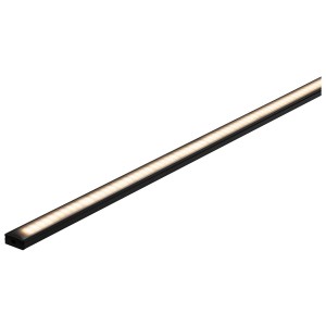 Paulmann Base Profil, 1m, schwarz mit LED-Streifen und Diffusor für gleichmäßige Lichtverteilung.