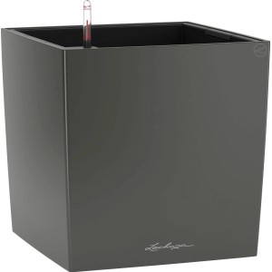 Lechuza Cube Premium pot de fleurs, 40x40 cm, Anthracite métallisé, avec système d'arrosage.