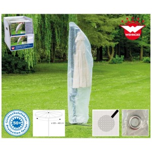 Telo protettivo trasparente Wehncke Classic in PE per ombrelloni a braccio Ø 200-400 cm con cerniera e protezione UV.