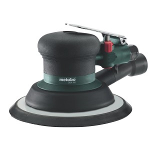 Levigatrice rotorbitale pneumatica Metabo DSX 150 per compressori, adatta per levigatura a umido e a secco.
