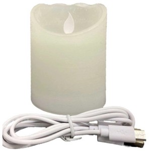 Aufladbare LED-Wachskerze, weiß, mit USB-Kabel. Dekorative LED Kerze für stimmungsvolles Licht.