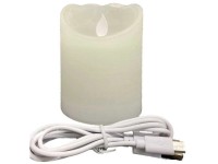 LED-Wachskerze aufladbar Weiss Ø 7,5 cm / Höhe 10 cm inkl. USB-Kabel