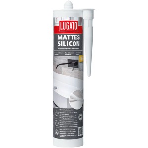 Cartouche de silicone Lugato blanche, finition mate, 310 ml pour joints d'étanchéité.