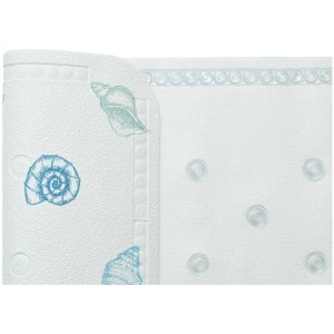 Diaqua Badewanneneinlage Smoothie Mare, 35x71cm, mit blauem Muschelmuster und Saugnäpfen.