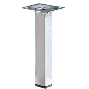 Pied de table Hettich, 25x25x150 mm, aspect aluminium, carré, pour meubles.