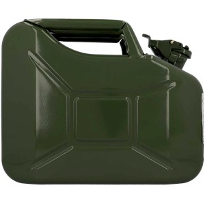 Tanica per carburante Cartrend in metallo, 10 l, verde militare per il trasporto sicuro di carburante.