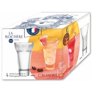 La Rochère Calanques bicchieri da pastis, set da 4 in vetro pressato, lavabili in lavastoviglie.