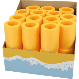 Connecteurs de nouilles de piscine Happy People jaunes (14 cm) en carton.