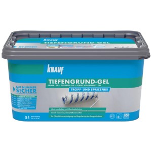 Knauf Tiefengrund-Gel, bidon de 5 l. Primaire d'accrochage intérieur et extérieur, anti-goutte.