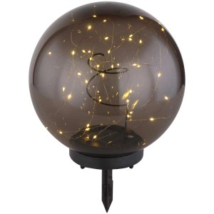 Globo lampada solare a sfera effetto fumo, Ø 25cm, con luci LED per giardino e uso esterno.