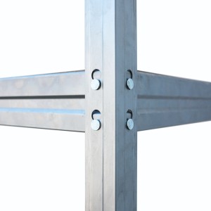 Détail : Étagère de stockage galvanisée AR-Shelving Bullrack avec système de rivet.