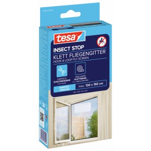Confezione della zanzariera a velcro tesa Insect Stop per finestre, bianca, max. 130x150cm.