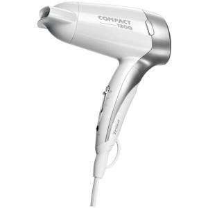 Trisa Sèche-cheveux de voyage Compact 1200, blanc-argent, 1200W. Sèche-cheveux compact pour voyage.