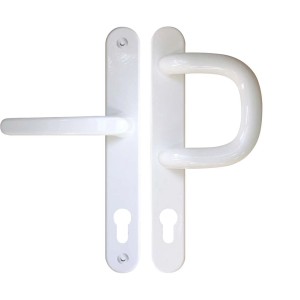 Ensemble de poignées de porte Contex blanc, béquille intérieure et bouton extérieur, entraxe 92mm.