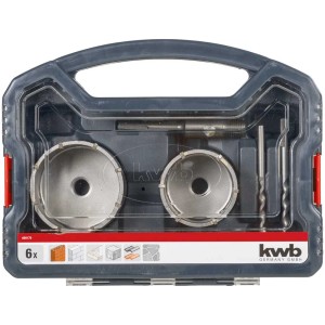 kwb Set di seghe a tazza HM 6 pezzi in valigetta, adatto per muratura, pietra e cemento.