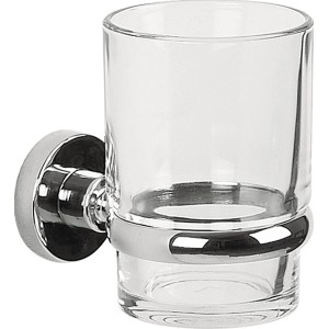 Spirella Gobelet à brosse à dents Atlantic avec support mural en chrome et verre, compatible lave-vaisselle.