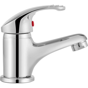 Miscelatore monocomando per lavabo Sangro cromato, rubinetto bagno lucido per lavandini.