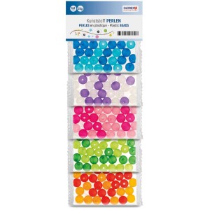 Bunte Kunststoffperlen, Ø 8mm, 5-fach sortiert, ideal zum Schmuckbasteln.
