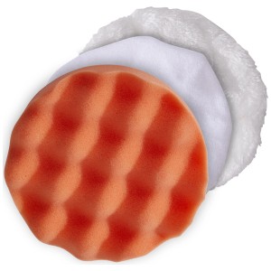 Kit d'accessoires de polissage Cartrend 3 pièces : éponge de polissage, bonnet en tissu éponge et en peau de mouton pour plateaux de polissage de 150 mm.