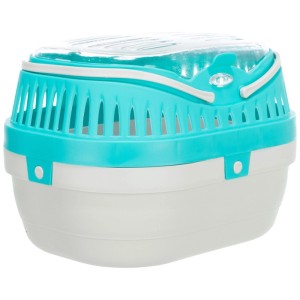 Cage de transport Trixie Pico, cage en plastique bleu et blanc pour petits animaux, 23x16x17cm.