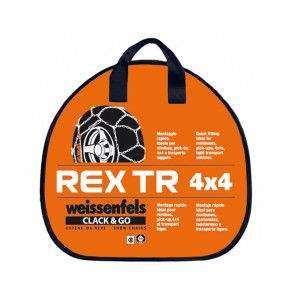 Chaînes à neige Rex TR 4x4 Groupe 11 dans un sac de transport orange.