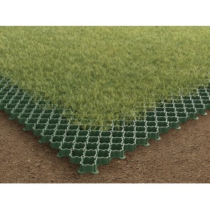 Griglie per prato in plastica verde ACO per parcheggi e stabilizzazione del terreno.