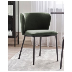 Set sedie da pranzo Beliani Mina, 2 sedie imbottite verdi con struttura in metallo.
