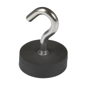Fix-o-moll Gancio magnetico al neodimio, gommato, nero-argento, 38mm. Utile accessorio per la casa.