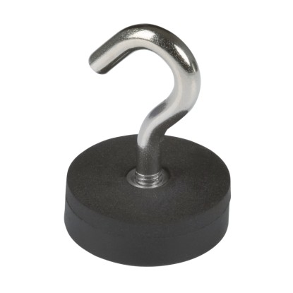 Fix-o-moll Magnethaken Neodym gummiert  Schwarz-Silber 38 mm x Ø 28 mm