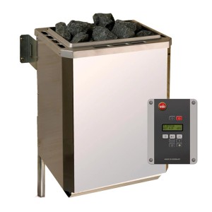 Weka Ofenset 4 avec poêle 9 kW, commande et pierres pour sauna finlandais.