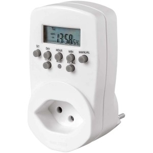 Digitale Zeitschaltuhr IP20 mit Display und 20 Programmen für Hausfunksteuerung.