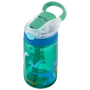 Borracca Contigo Gizmo Flip verde (420 ml) con dinosauri.
