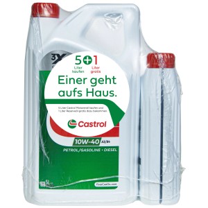 Huile moteur Castrol GTX 10W-40, bidon de 5+1 litres. Protection optimale et longue durée de vie pour votre moteur.
