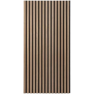 Pannello acustico Denpanels in noce naturale/nero, 120x60 cm, per rivestimento pareti e soffitti.