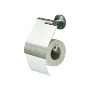 Porta carta igienica Boston con coperchio, acciaio inox spazzolato. Montaggio a parete.