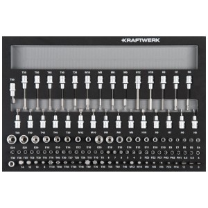 Set di chiavi a bussola Kraftwerk, 107 pezzi, varie misure e inserti per avvitatura.