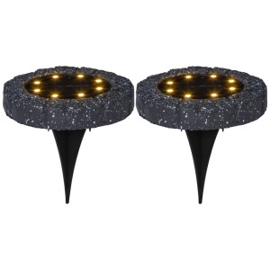Lot de 2 spots de sol solaires à LED Star Trading Lawnlight, gris. Lampes solaires de jardin.