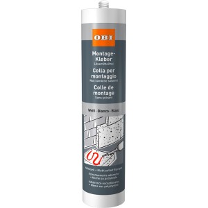 OBI Montagekleber, cartuccia da 470g, senza solventi per interni e adatto per polistirolo.