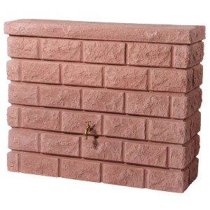 Serbatoio da parete Garantia Rocky 400 l Redstone effetto pietra con rubinetto. Botte per irrigazione giardino.