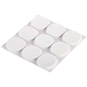 9 butées de protection blanches autocollantes (Ø 28 mm) pour meubles et murs.