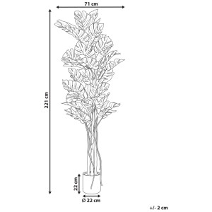 Pianta artificiale Monstera Beliani, alta 221 cm. Pianta decorativa in vaso.