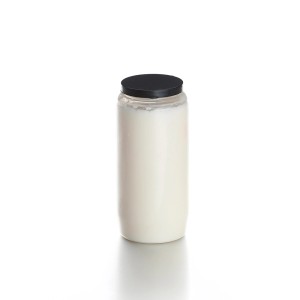 Lumière à huile blanche Balthasar, une bougie funéraire avec un couvercle noir.