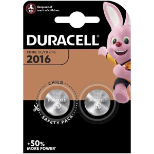 Duracell CR2016, confezione da 2 batterie a bottone al litio in confezione di sicurezza per bambini.