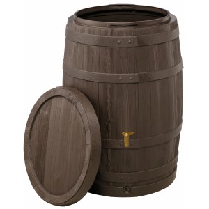 4Rain botte per acqua piovana Vino 250 l marrone scuro effetto legno con coperchio.