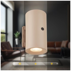 Applique murale rechargeable beige Briloner Misy avec lumière blanc chaud et variateur tactile. Lampe murale sans fil.
