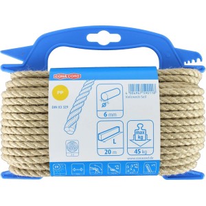Corda Conacord, 6 mm x 20 m, in fibra di polipropilene, ritorta, su bobina.
